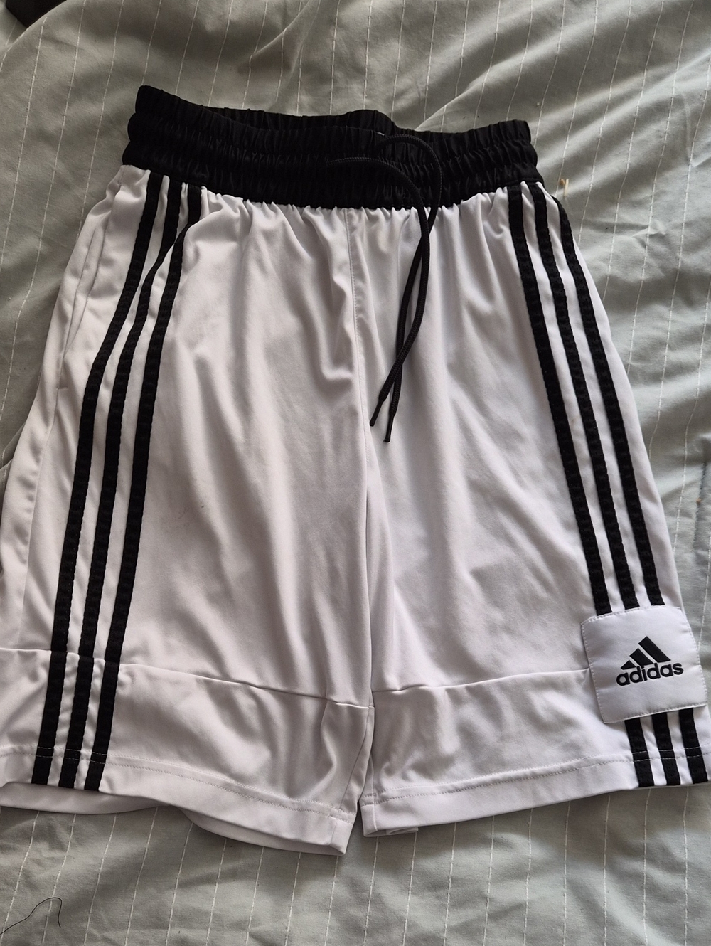 adidas White Shorts with Black Triple Stripes